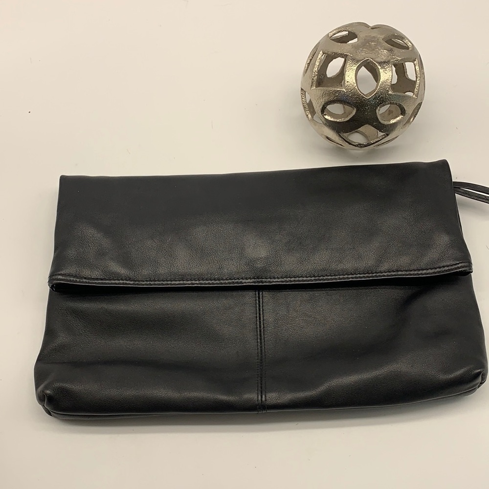 Vintage Lord & Taylor Black Leather Clutch Bag